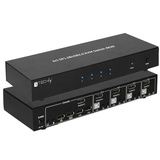Switch KVM DisplayPort 1.2 e USB 2.0 4 porte con hub e audio