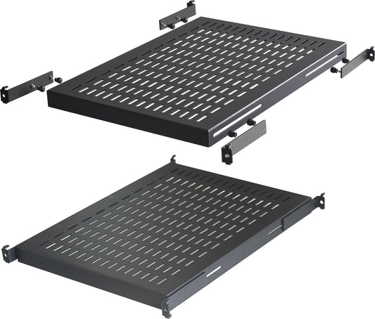 Base per Armadi 19'' Ripiano a Profondità Adattabile per Server Rack 1U Nero