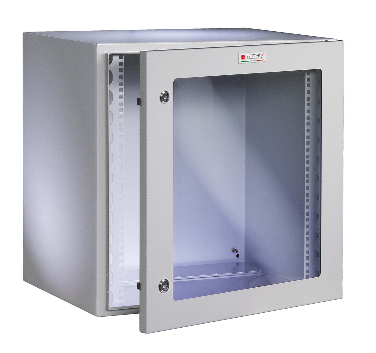 Armadio Rack 19" a muro 13U grigio IP65 porta vetro prof. 400 mm