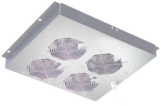 Gruppo di 4 Ventole a Soffitto Senza Termostato per Rack 19" Grigio