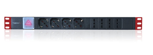 Multipresa 8 Posizioni da Rack 19" con Interruttore Spina Italiana 1U