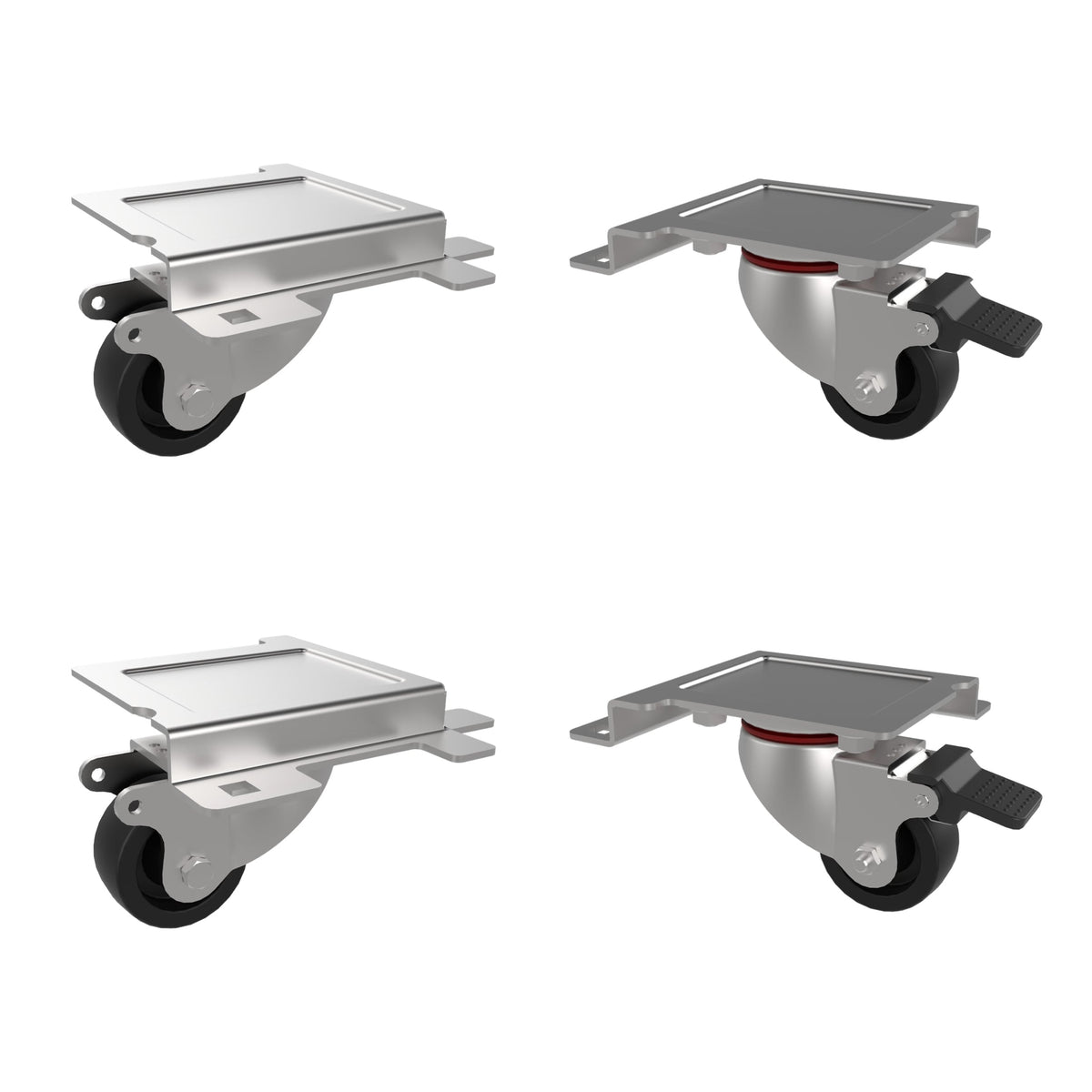 Kit 4 Ruote a 4 Punti di Fissaggio I-CASE CASTOR-SR3