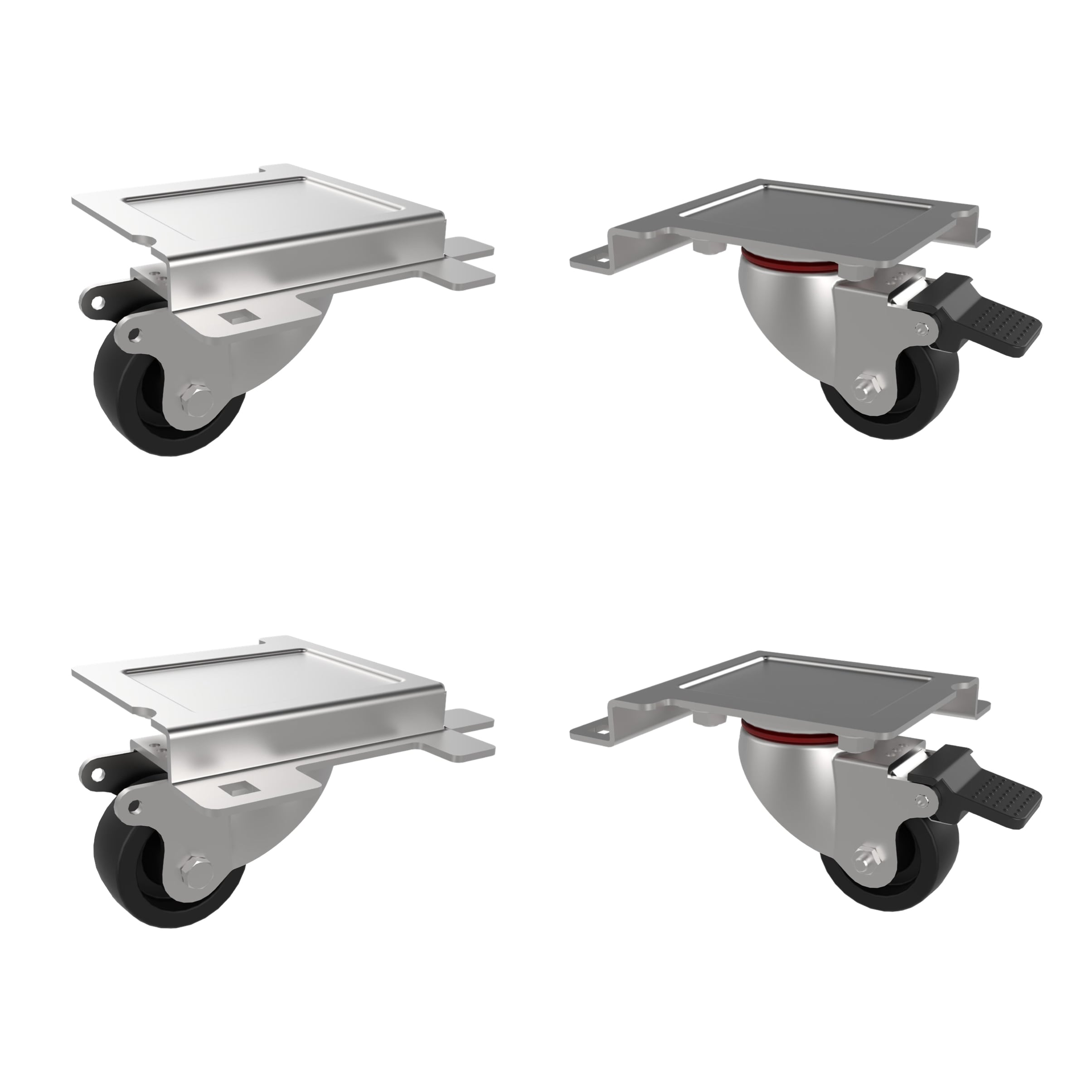 Kit 4 Ruote a 4 Punti di Fissaggio I-CASE CASTOR-SR3