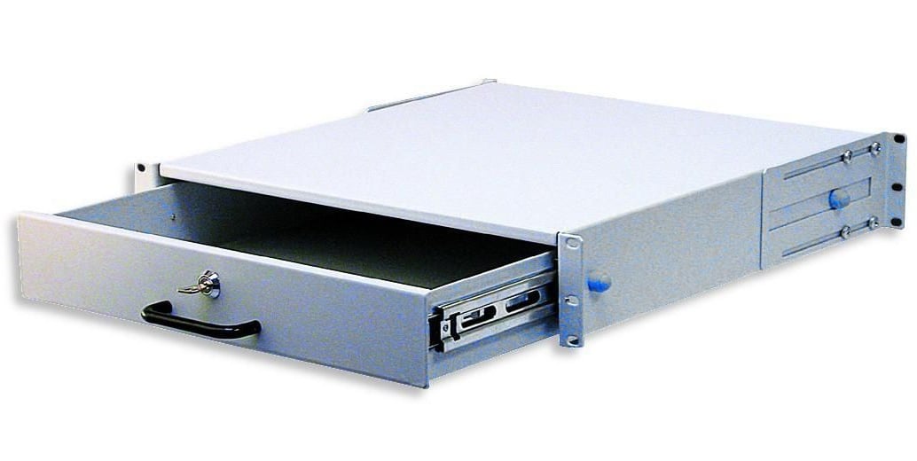 Cassetto Porta Tastiera 2U per Armadi Rack 19" con Serratura Grigio