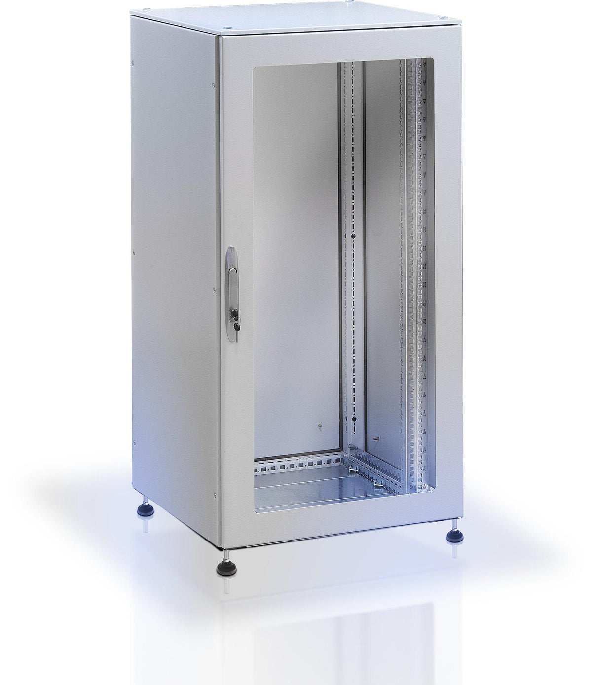Armadio rack 19" a pavimento 42U grigio IP55 porta vetro prof. 600 mm