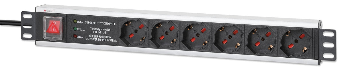 Multipresa 6 Posti Rack 19" con Protezione e Interruttore Spina Italiana 1,5U