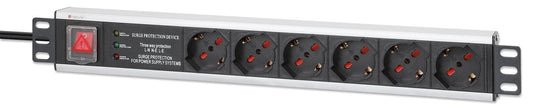 Multipresa 6 Posti Rack 19" con Protezione e Interruttore Spina Italiana 1,5U