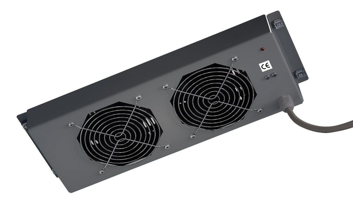 Gruppo di 2 Ventole a Soffitto Senza Termostato per Rack 19" Nero