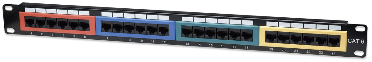 Pannello Patch UTP 24 porte Cat.6 Codifica Colorata