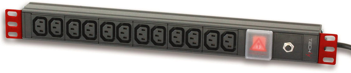 Multipresa 12 Posti VDE da Rack 19" con Interruttore Spina Italiana 1U