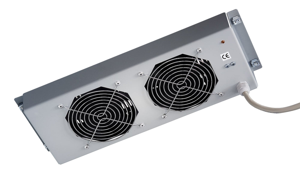 Gruppo di 2 Ventole a Soffitto Senza Termostato per Rack 19" Grigio