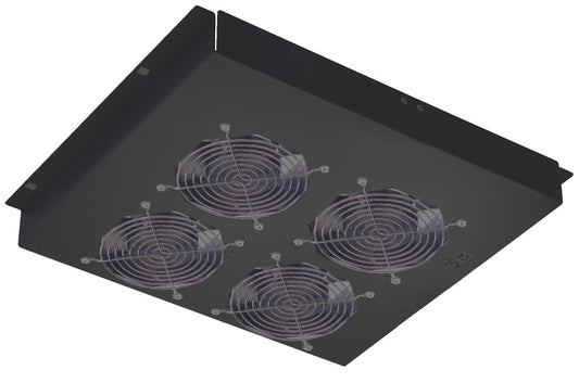 Gruppo di 4 Ventole a Soffitto Senza Termostato per Rack 19" Nero