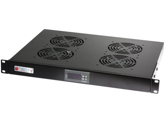 Gruppo 4 Ventole 1U per Rack 19" con Termostato LED Nero