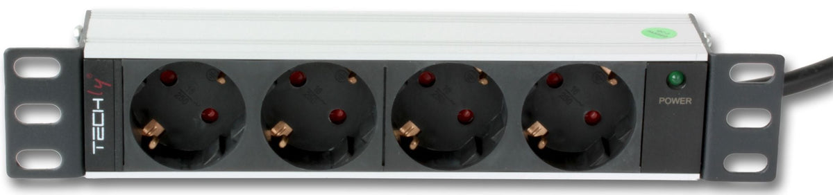 Multipresa 4 Posti da Rack 10" Spina Schuko Angolata 1U Installazione Anteriore