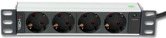 Multipresa 4 Posti da Rack 10" Spina Schuko Angolata 1U Installazione Anteriore