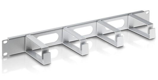 Pannello Passacavi 4 Anelli in Plastica Lunghi 3 Fori 1U Grigio