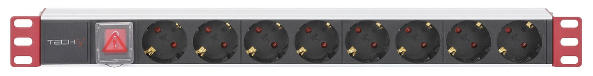 Multipresa 8 Posti da Rack 19" con Interruttore Spina Schuko Angolata 1U