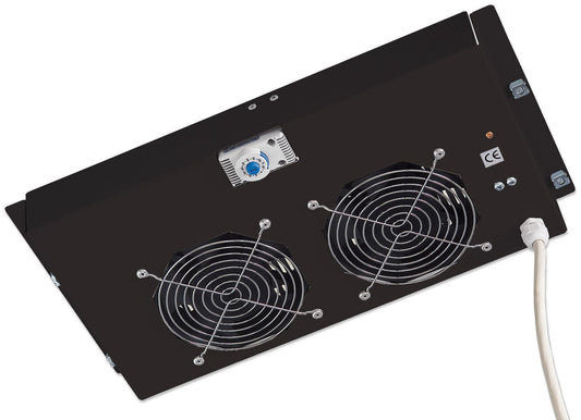 Gruppo di ventilazione a soffitto per Rack 19" 2 Ventole Nero