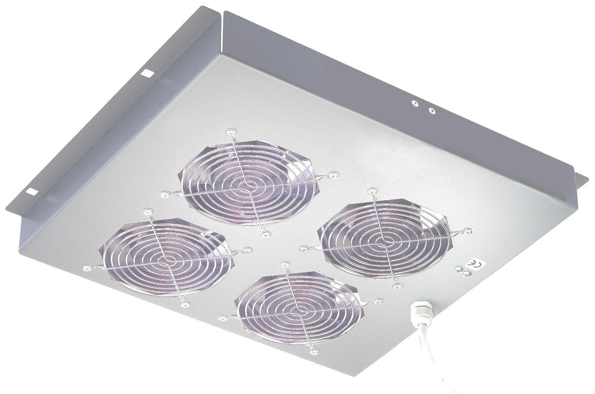 Gruppo di 4 Ventole a Soffitto Senza Termostato per Rack 19" Grigio