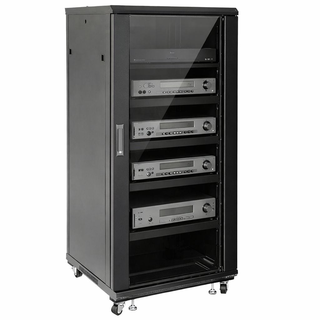 Armadio Rack 19" 600x600 27U per Audio Video Nero