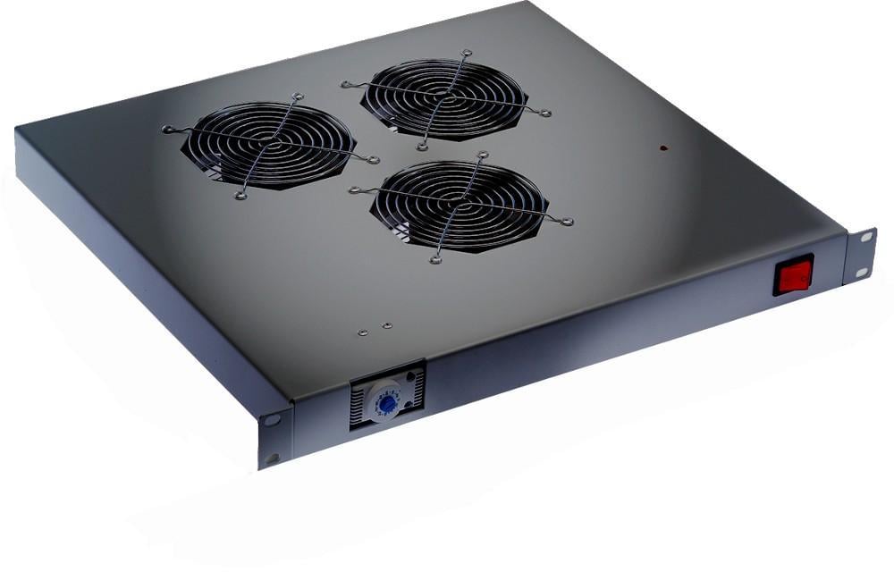 Ventole per Rack 19" 3 Ventole con Termostato Nero