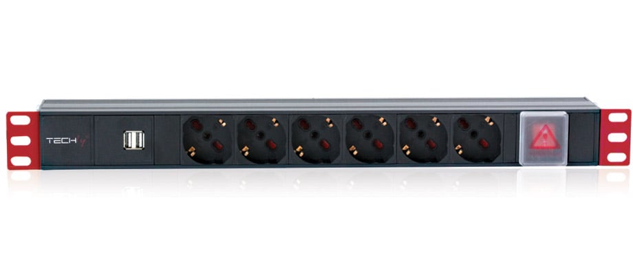 Multipresa 6 Posti da Rack 19" con Interruttore 2xUSB Spina Italiana 1U