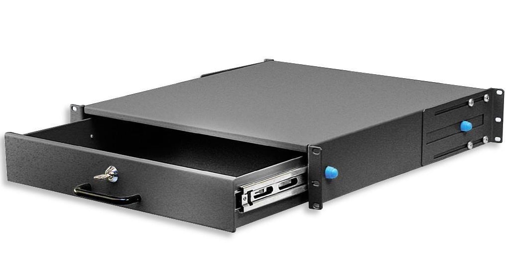 Cassetto Porta Tastiera 2U per Armadi Rack 19" con Serratura Nero