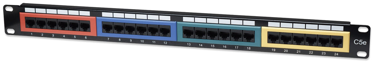 Pannello Patch UTP 24 porte Cat.5E Codifica Colorata