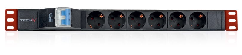 Multipresa 6 Posti da Rack 19" con Magnetotermico Spina Schuko Angolata 1U