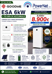 Offerta fotovoltaico GoodWe ESA All-In-One 6,58 kWp con accumulo 10,24 kWh Powernet