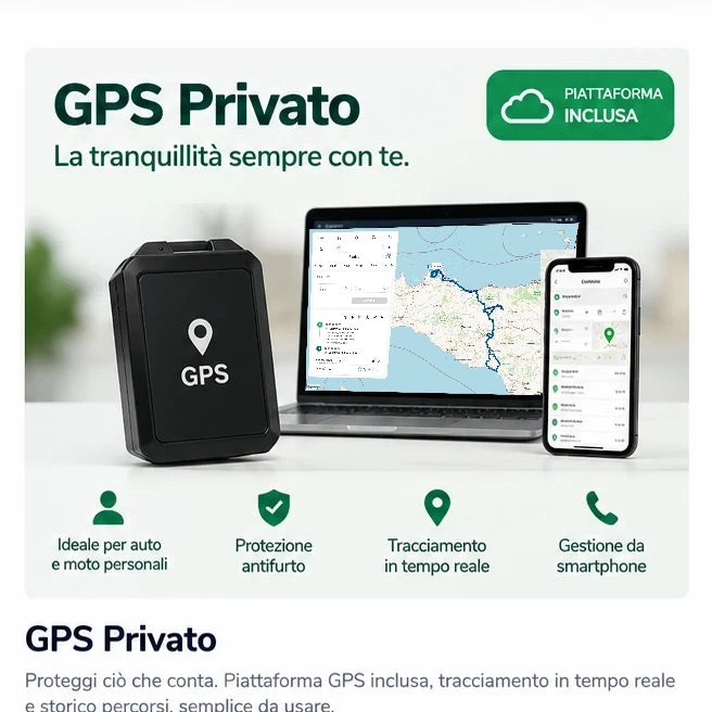 GPS Basic Powernet con schermata reale della piattaforma GPS sul computer