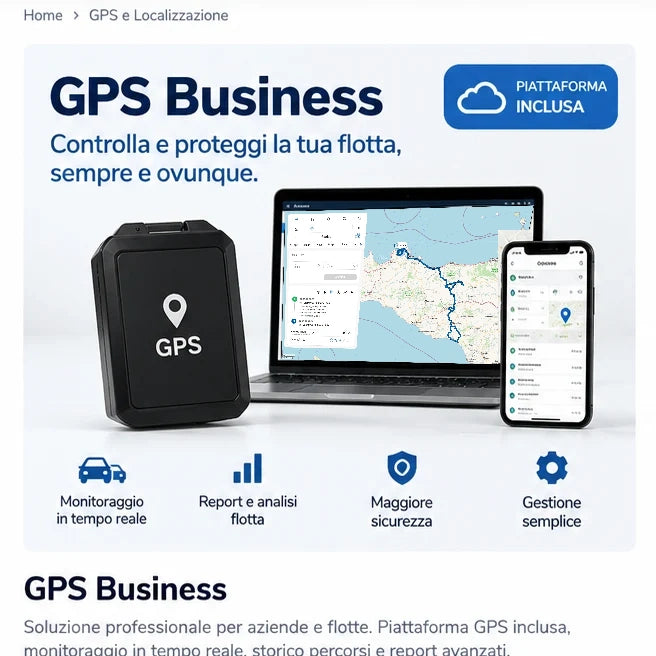 GPS Pro Powernet con schermata reale della piattaforma GPS sul computer